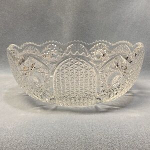 American Brilliant Antique 1930's Cut Glass Scalloped Sawtooth Bowl